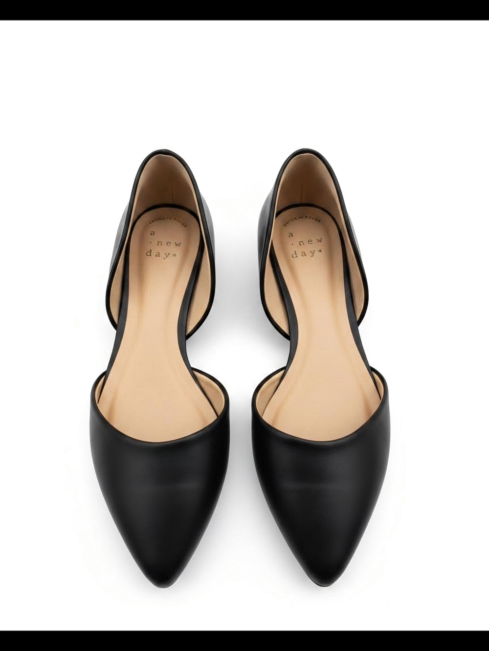 a new day Black Pointed D'Orsay Flats - Sleek Faux Leather